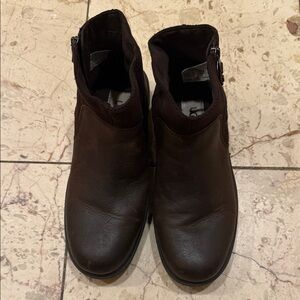 UGG Dark Brown Leather Ankle Booties